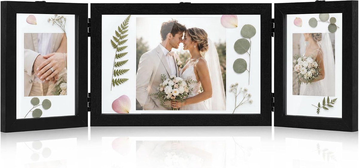 Afuly Drie fotolijsten Trifold Floating Black 4x6&5x7 - ShopVlot