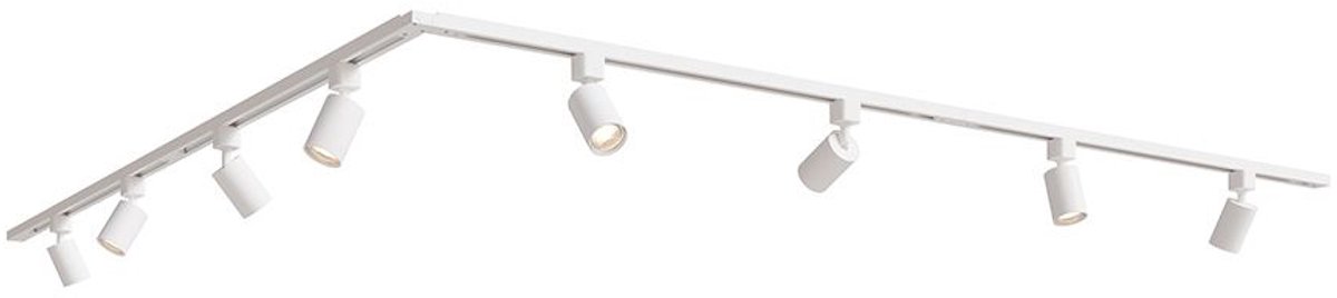 HOFTRONIC railverlichting pakket L-vorm – 4x 1 meter rails – 4x GU10 railspots – dimbaar – aluminium wit – IP20 – modulair – 230V – railverlichting woonkamer keuken