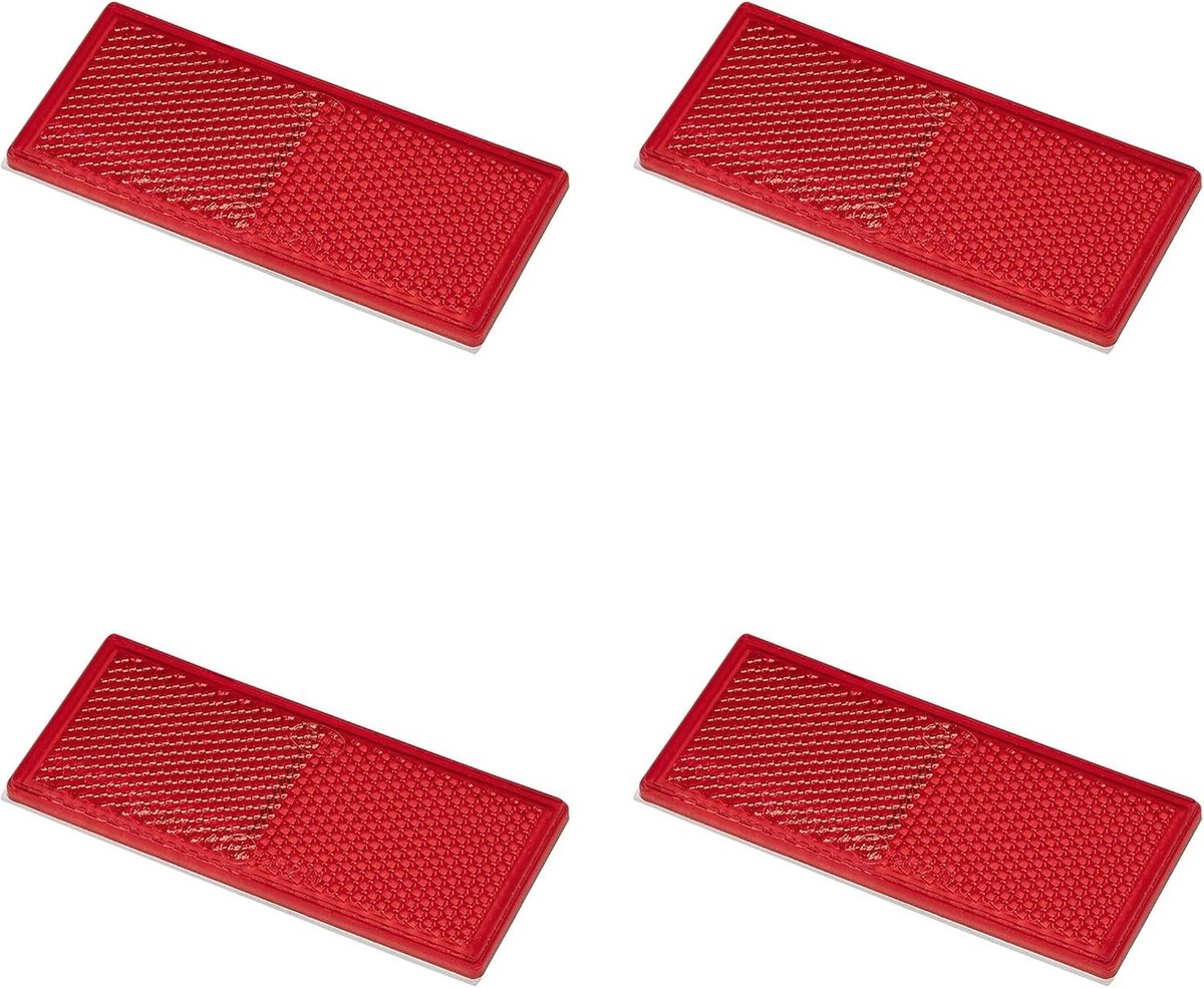 Set of 4 Adhesive Reflectors for Trailer, Caravan, Tractor, Round, Rectangular, Red - ShopVlot
