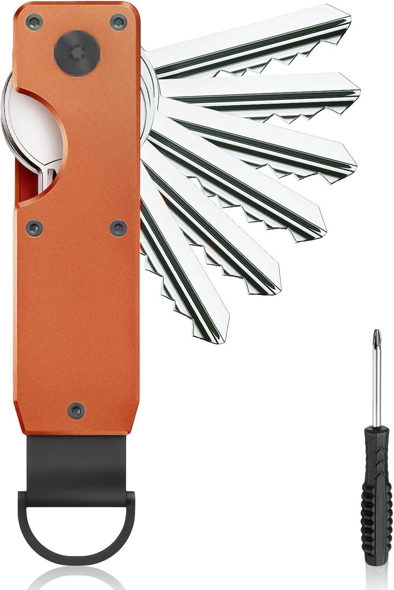 Metal Key Organizer for 3-6 Standard Keys, Compact Key Holder and Keychain Organiser with D-Ring, Lightweight, Robust - ShopVlot
