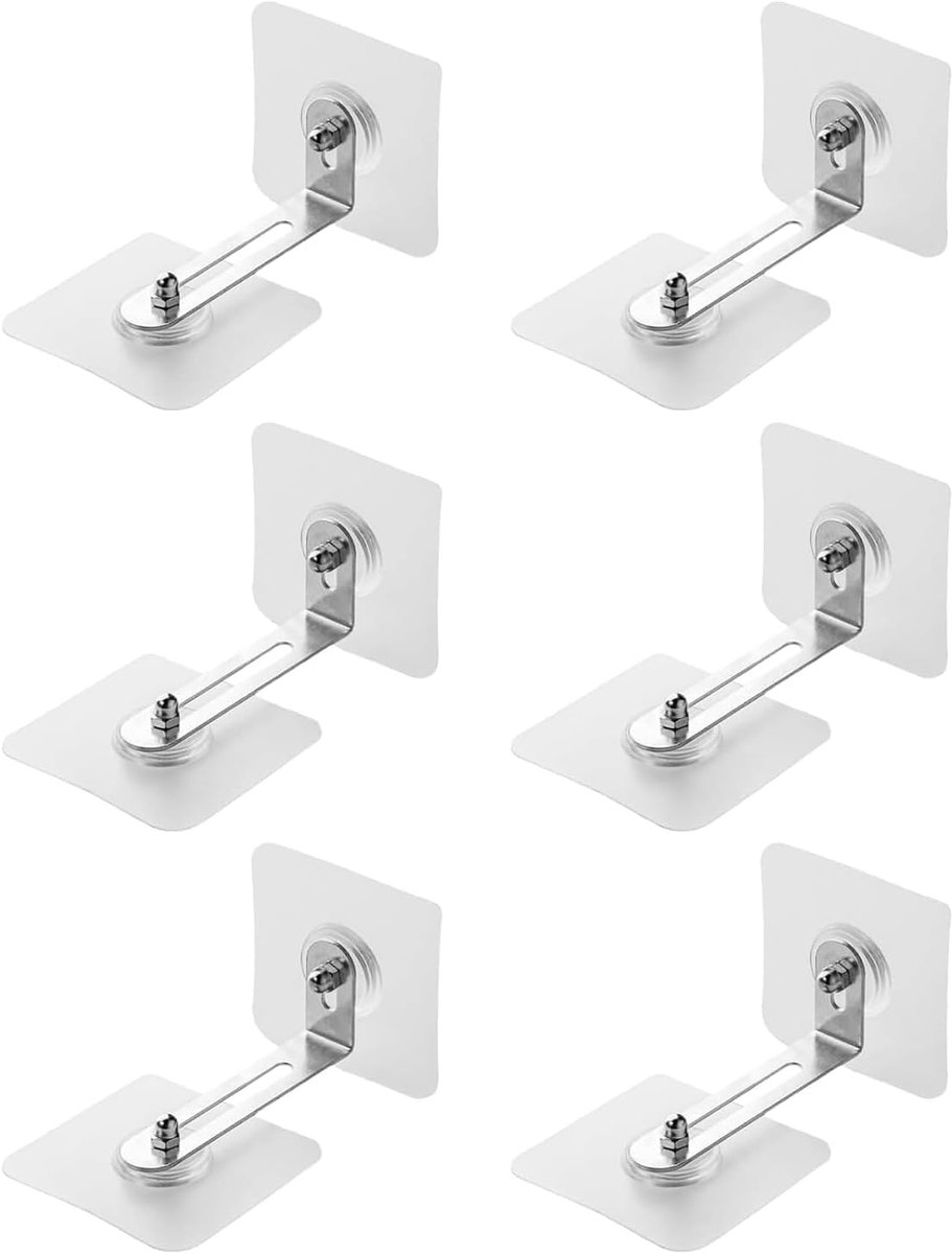 Furniture Wall Anchors, 6 Pack Baby Proofing Wall Safety Fixings, Self-Adhesive Anti Tip Brackets for Bookshelves - ShopVlot