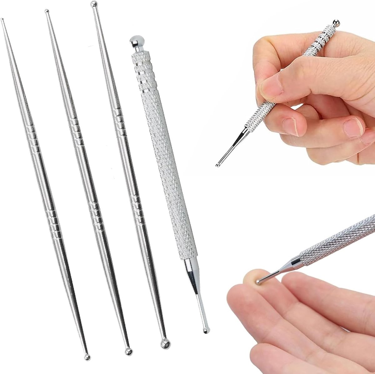 4 stuks Acupuncturstift Akupressurstift Akupen Meridianstift Akupressurstift Robuust Langdurig Doppelkop-Design Een - ShopVlot