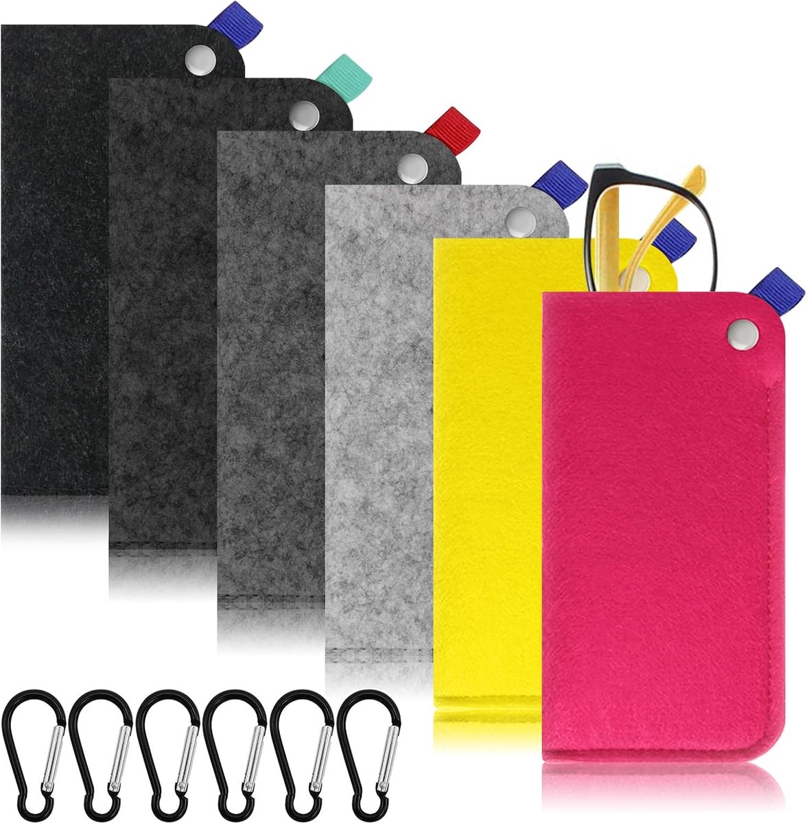 Eyeglass Case Felt, 6 Piece Eyeglass Case Soft Glasses Case Eyeglass Case Sunglass Case Flat Sunglasses Case Portable - ShopVlot