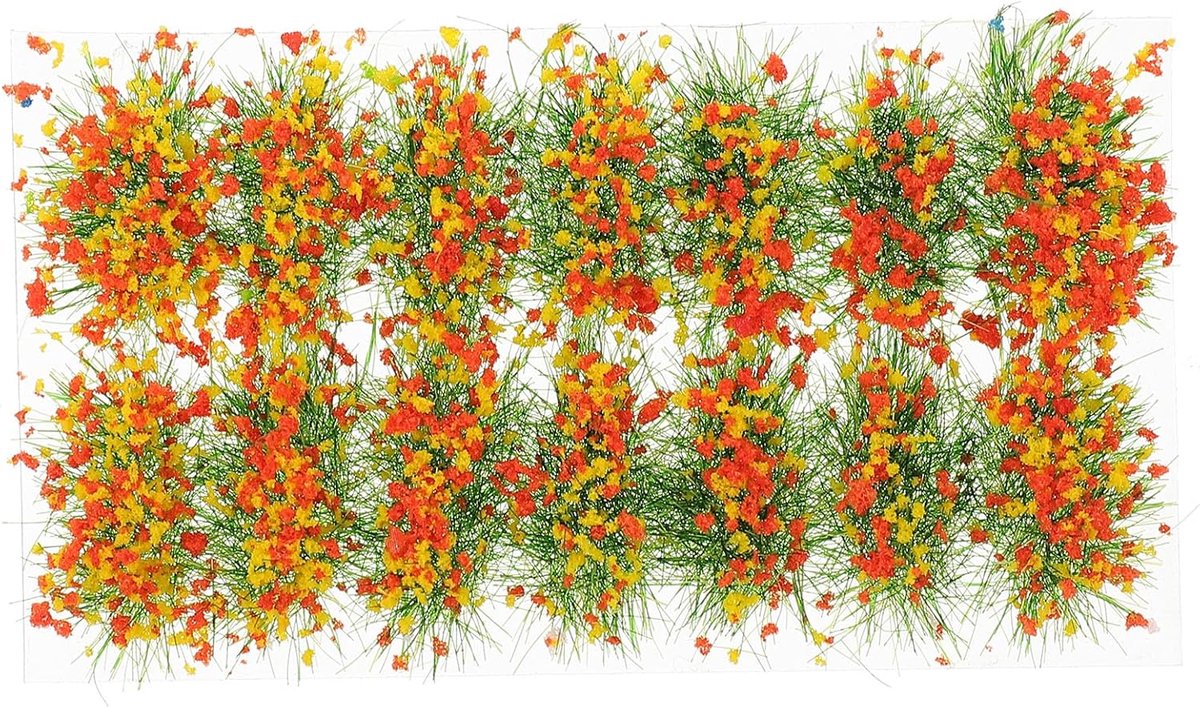 SnelShoppen - Zelfklevende Bloemenmix Set voor Model Treinen - H0 Landschapsaccessoires - 4 Strips Statica Grassen voor Diorama en Modelbouw - Voor Zo
