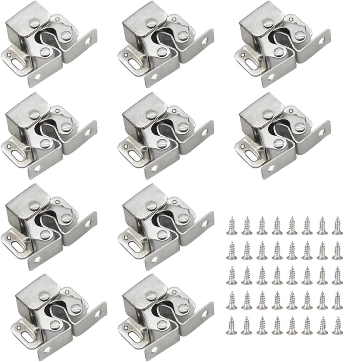 10 stuks dubbele roldeurvangsten, dubbele rolkast vanghardware caravandeurvergrendeling, deurvangst, verzinkte - ShopVlot