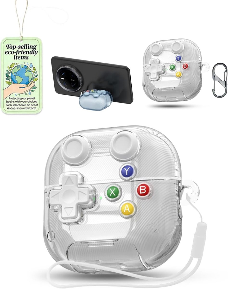 Transparante TPU-hoes voor Huawei FreeClip 2 - Powfix accessoires inbegrepen: draagkoord en ring in 8-vorm - ShopVlot