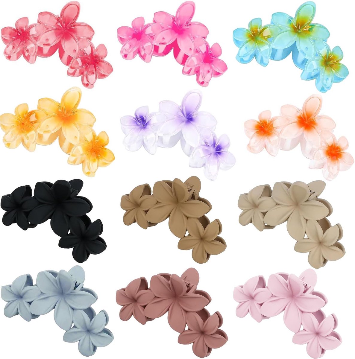 12 stuks bloemen haarklemmen, BetterJonny grote klauwen haarspelden bloem haar klauw clips dames antislip haarklemmen - ShopVlot