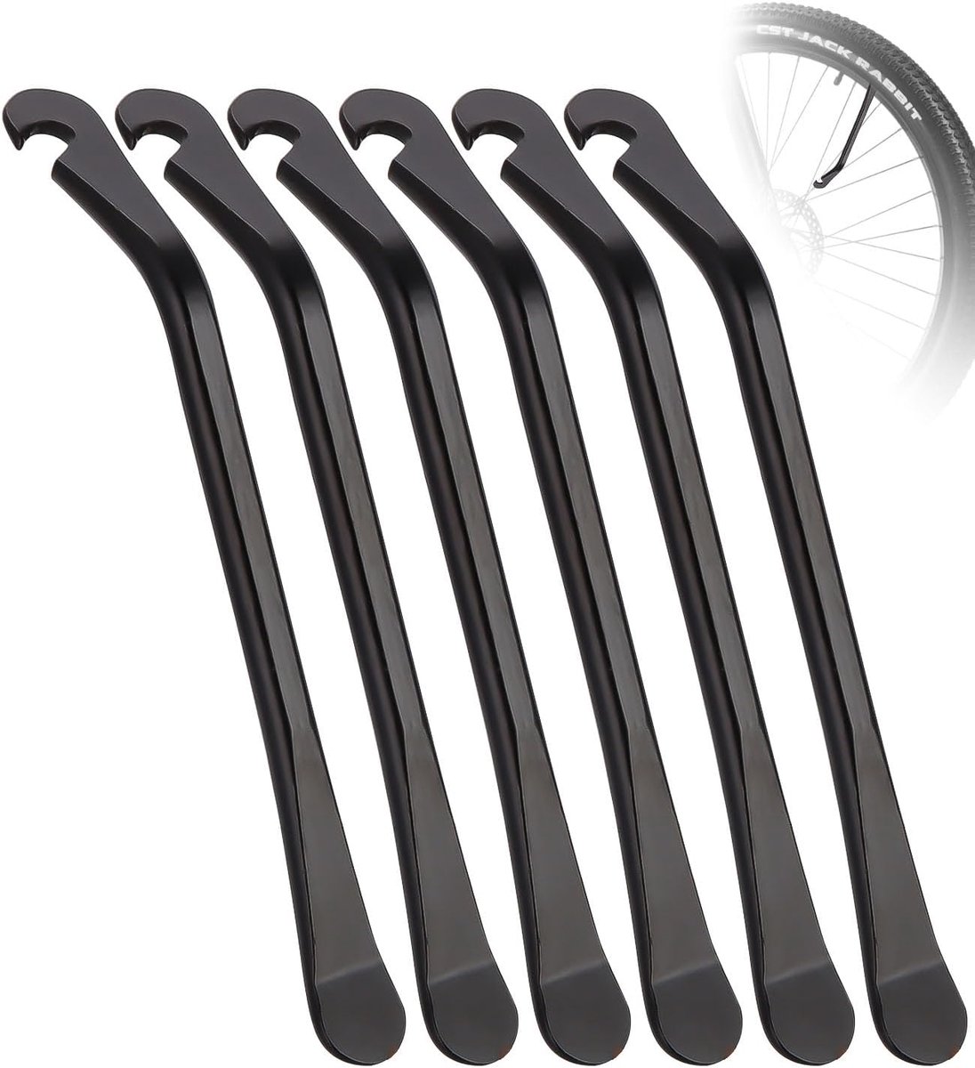 Pack of 6 Steel Bicycle Tire Levers Carbon Steel Mounting Lever Black Tire Levers Bicycle 120 x 12 mm Tool for Bikes - ShopVlot