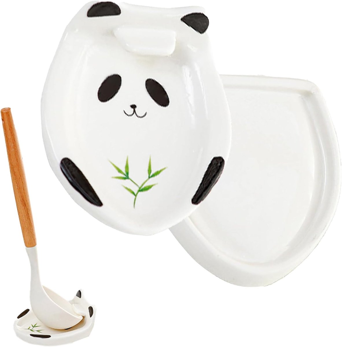 Vastsea Ceramic Spoon Rest for Kitchen, Panda Spoon Stand, for Kitchenware, Utensils, Tableware, Cutlery, To Your Spoon - ShopVlot