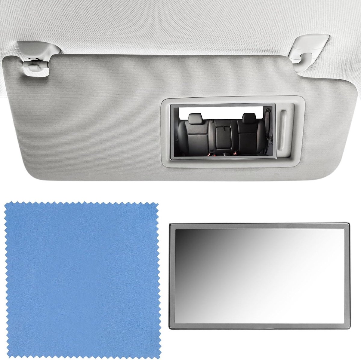 REBECASKYENS Car Makeup Mirror, Car Sun Visor Mirror, Cosmetic Mirror Sun Visor, Self Adhesive Makeup, 110 x 60mm - ShopVlot