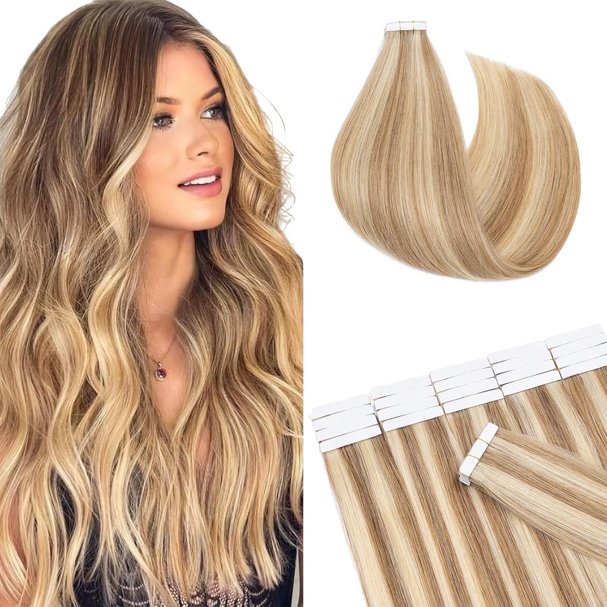 Tape-in Haarextensions 16 Inch - 100% Remy Haar - Bruin en Blond - Naadloos en Natuurlijk - ShopVlot