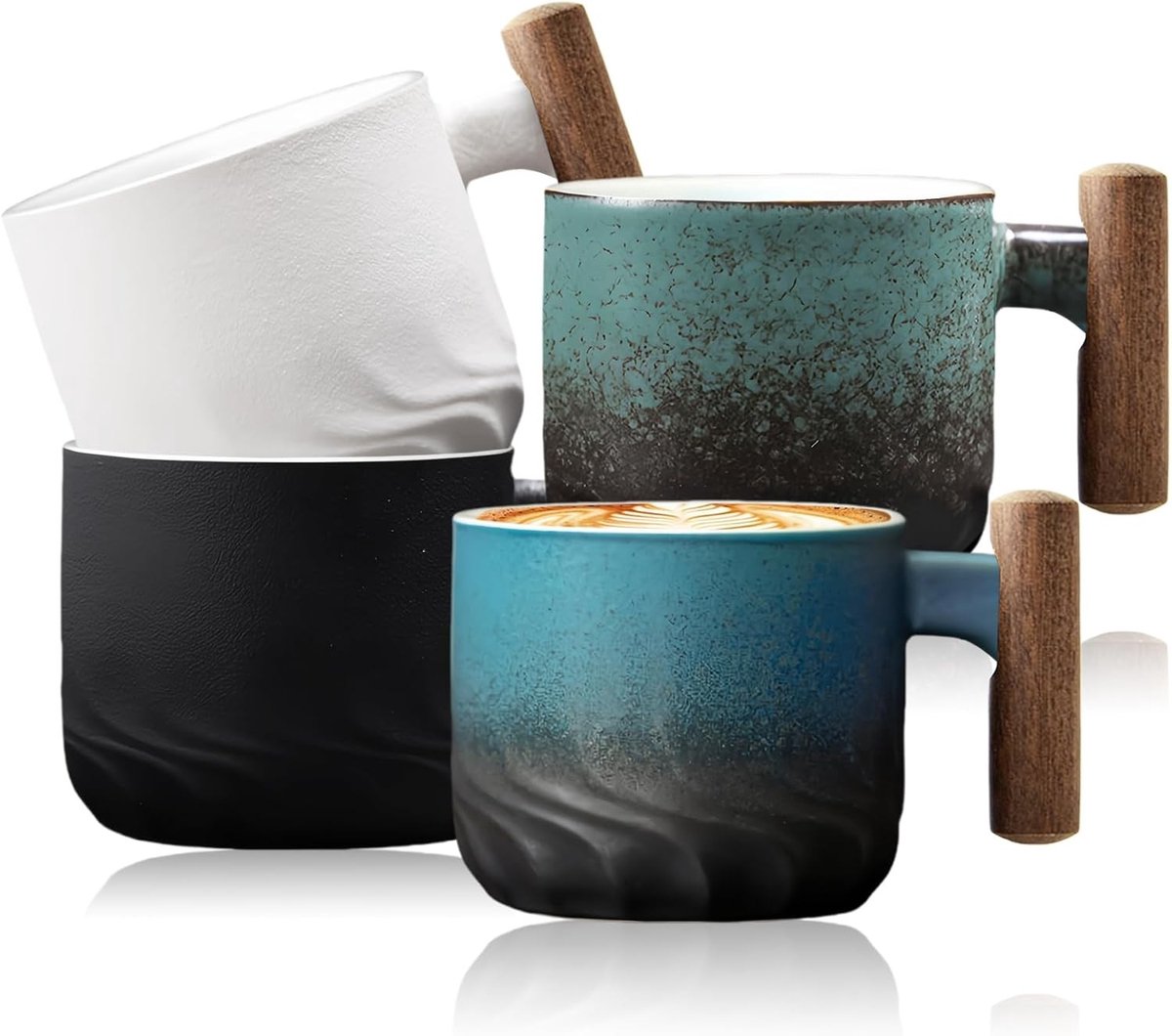 Set van 4 keramische espresso kopjes van 60ml met handvat - Perfect voor espresso, koffie en thee