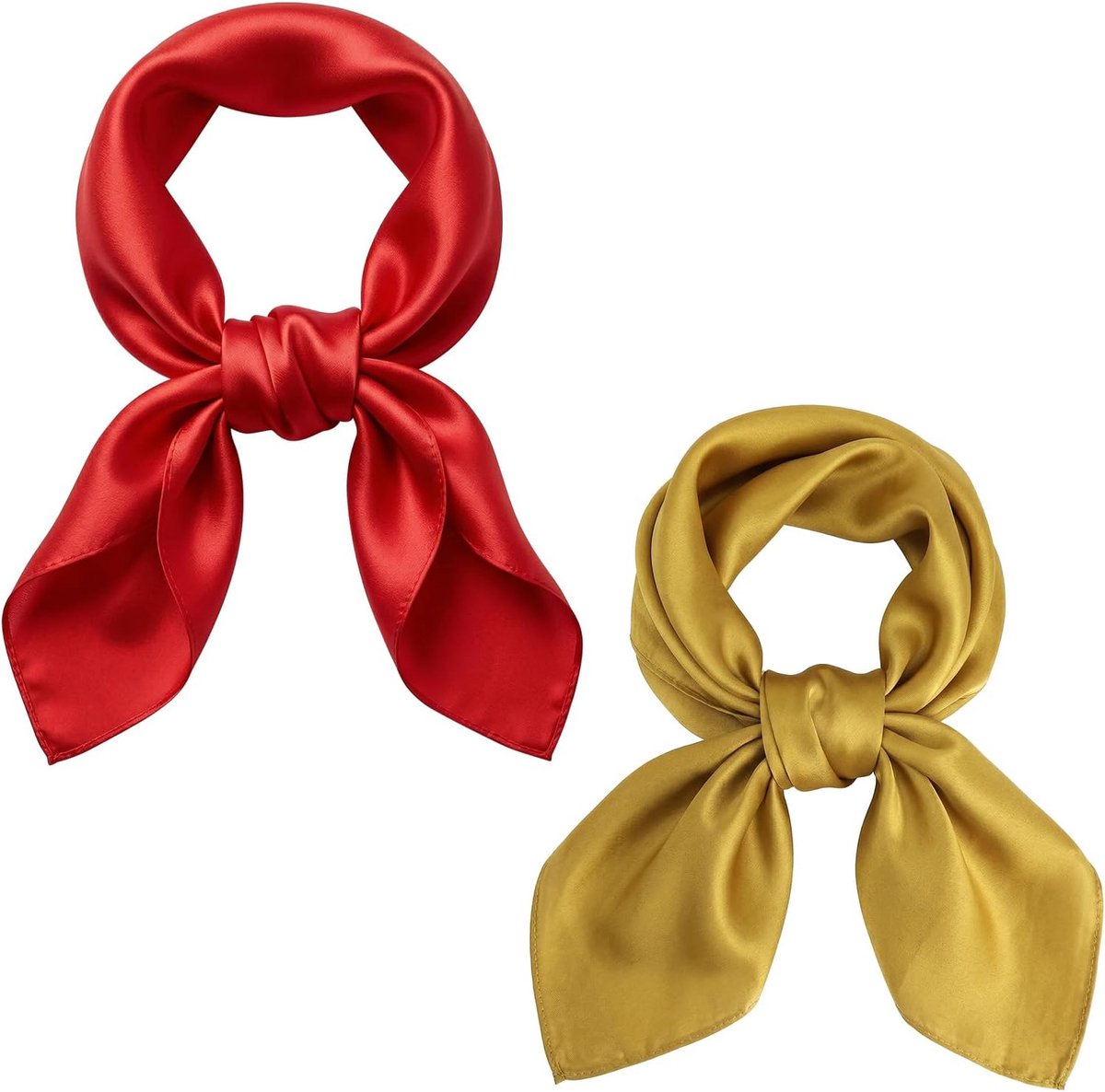 Zijden sjaal dames 70 cm - geel en rood - dubbele zijde - perfect voor bijpassende kleding - ShopVlot