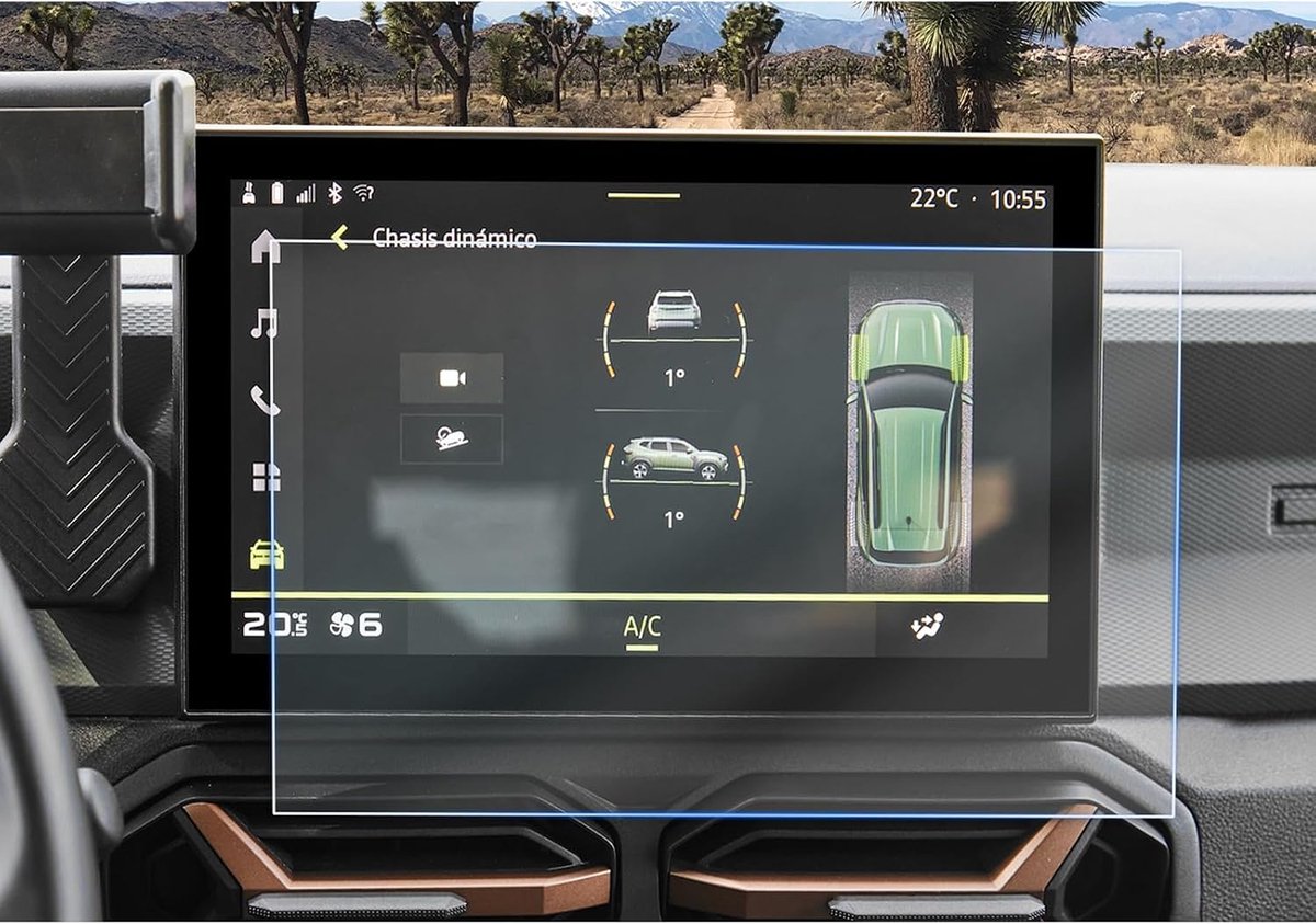 SnelShoppen - Navigatie Screen Protector Dacia Spring Electric EV 2025 2026 Facelift 10.1 inch 6H Kr scratchbestendig 2 Stuks GPS Schermfolie Accessoi