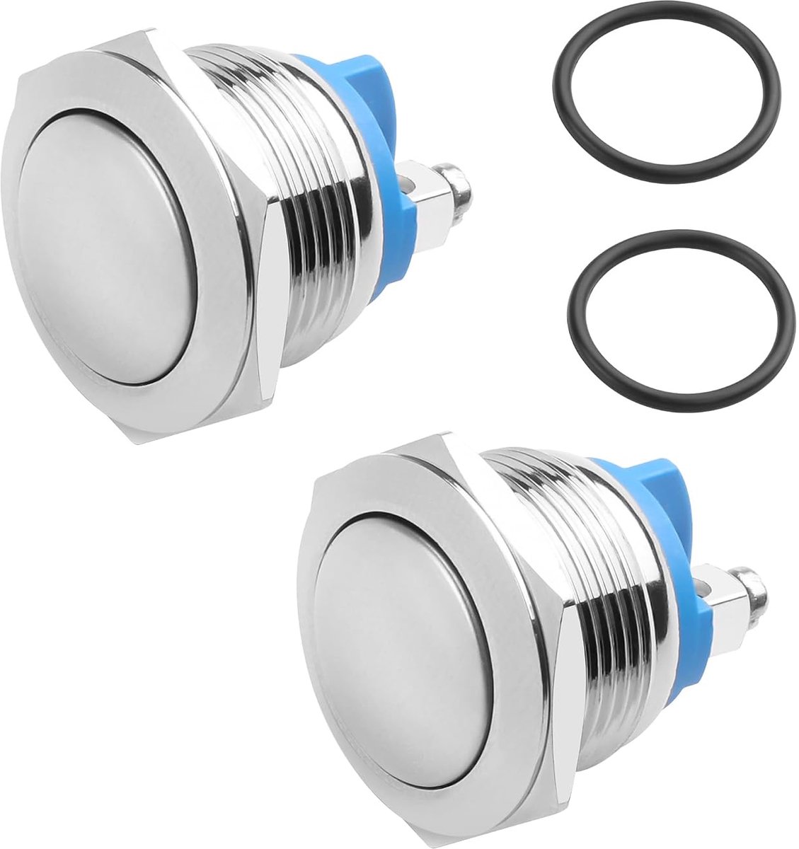 Push Button Switch 19mm - RVS Metalen Schakelaar - IP66 Waterdicht - Ideaal voor Automatisering - ShopVlot