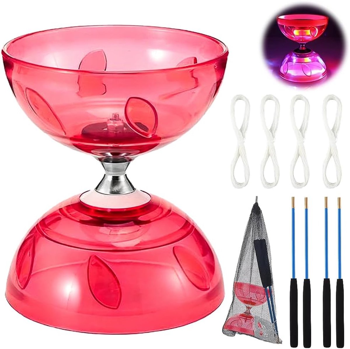 Diabolo Set met LED - 3 Lagers - Inclusief Stokken en Koord - Voor Beginners en Gevorderden - ShopVlot