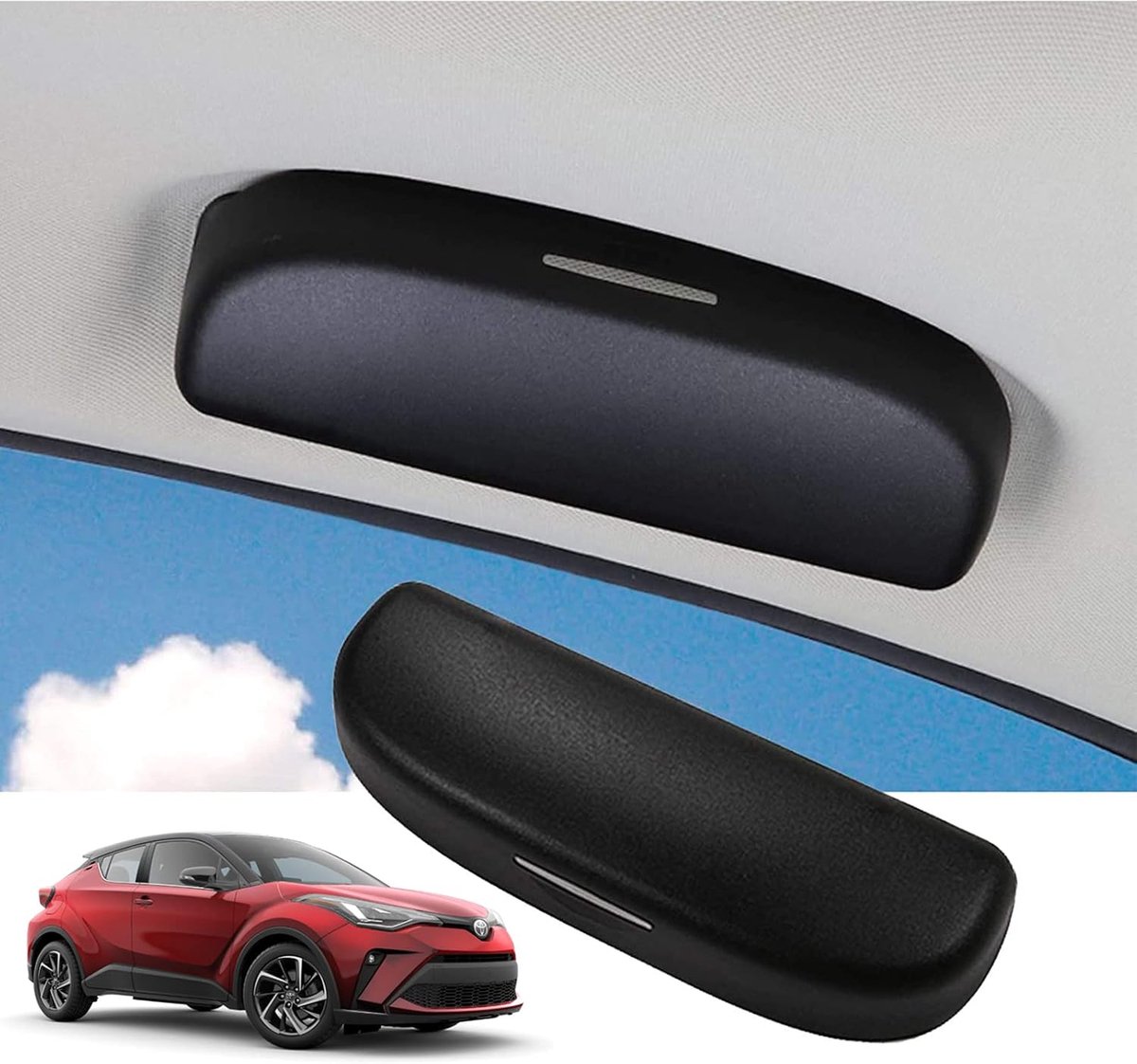 Zonnebrilhouder voor Auto - Geschikt voor Toyota C-HR/RAV4/Yaris/Corolla/Camry/Daihatsu Rocky - Zwart - ShopVlot