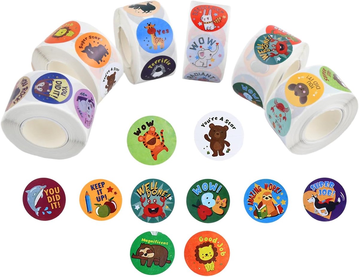 Reward stickers 3000 stuks - dierenmotieven - 48 verschillende ontwerpen - motiveert kinderen - ShopVlot