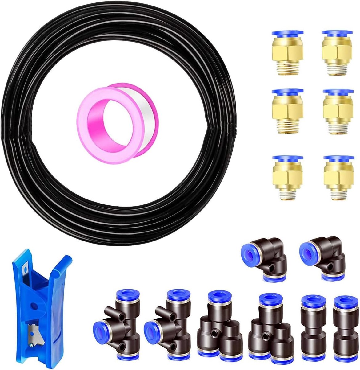 SnelShoppen - PU Pneumatische Slang 15 m - Flexibele Persluchtslang 10 mm Buiten, 6,5 mm Binnen - Zwart - Oliebestendig en Temperatuurbestendig - Voor