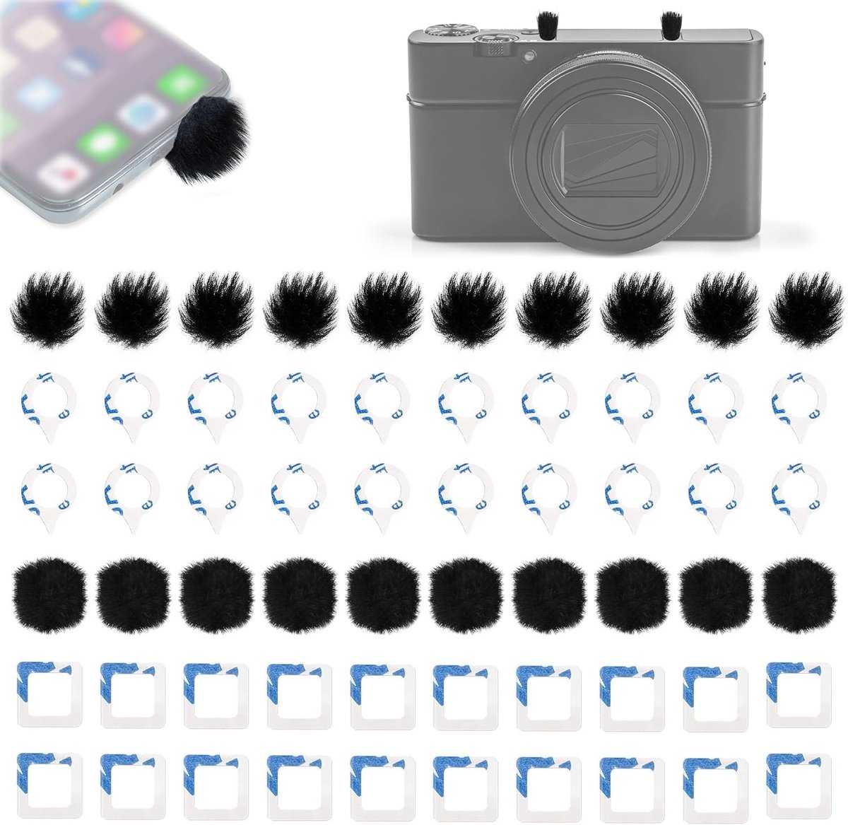 20pcs Microphone Windscreen, Fur Microphone Windscreen, Fur Microphone Windscreen, Black Fur Microphone, Pop - ShopVlot