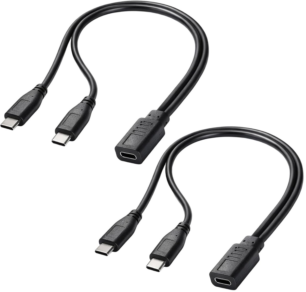 2 stuks USB C Oplaadkabel, USB C Splitter 1 naar 2, USB C Splitter Type C Socket naar Dual Type C Stekker 3A 15W - ShopVlot