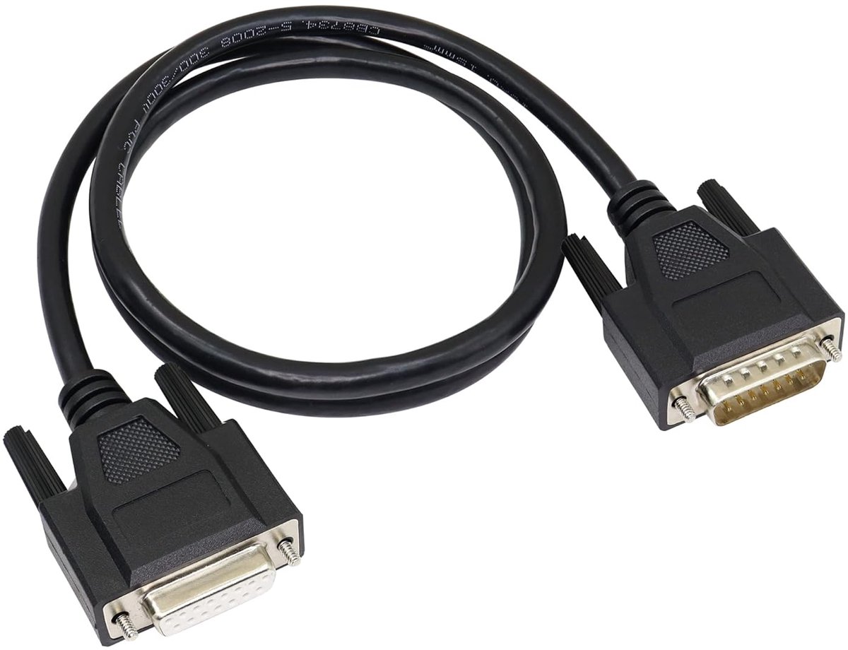 DB15 male to female serial cable, male to female 15 pin gold plated connector straight through cord, for data - ShopVlot