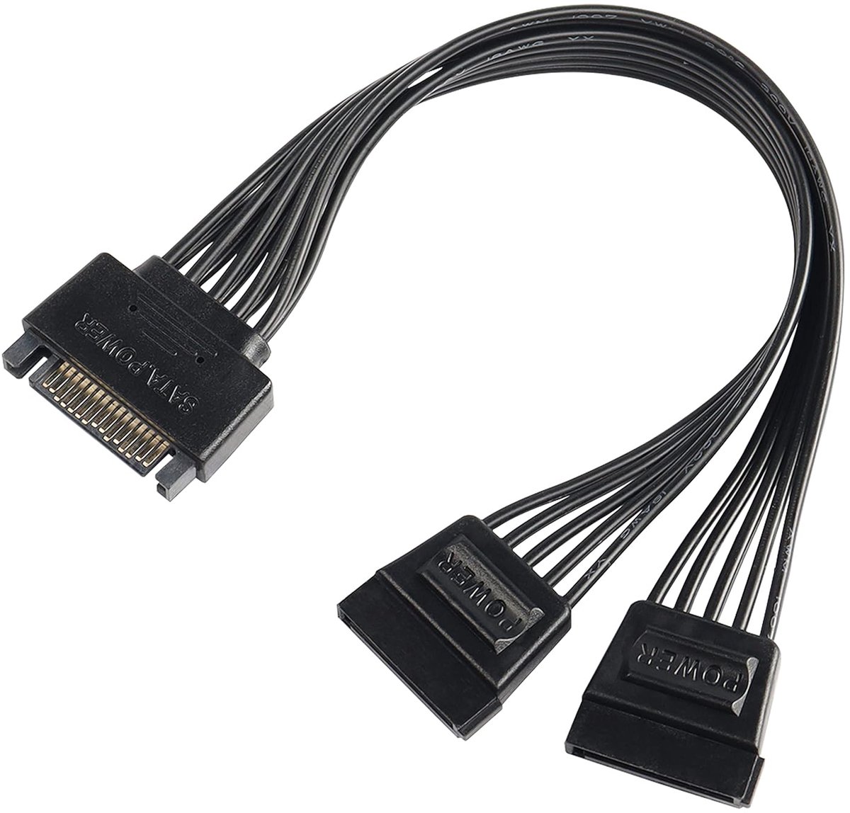 XMSJSIY SATA Power Cable, Y Splitter, 15 Pin Plug, SATA Plug to Dual Female Hard Drive HDD SSD Extension Cable 22cm - ShopVlot