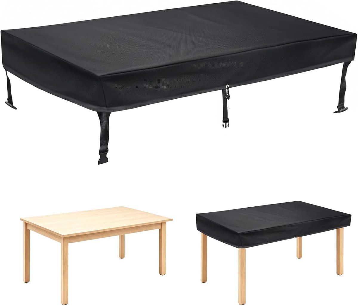 Garden Table Cover Table Top Cover 63 x 90 x 15 cm 420D Oxford Waterproof Protective Cover with Drawstrings for - ShopVlot