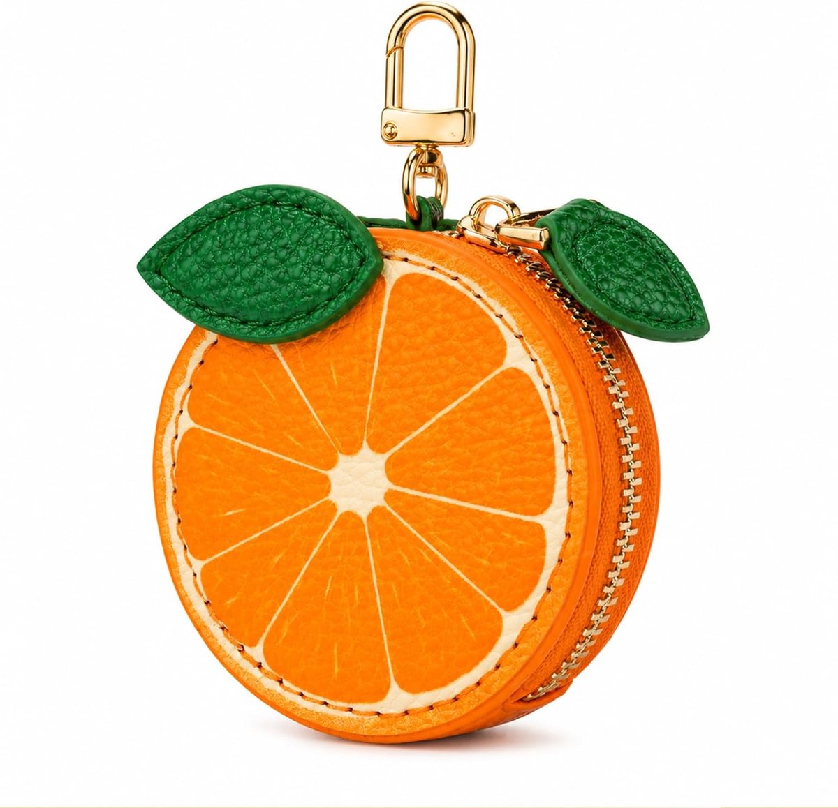 Mini Keychain, Orange Fruit Wallet, Leather Coin Pouch Hanger for Handbags, Keys, Backpacks & Gifts for Girls and Women - ShopVlot