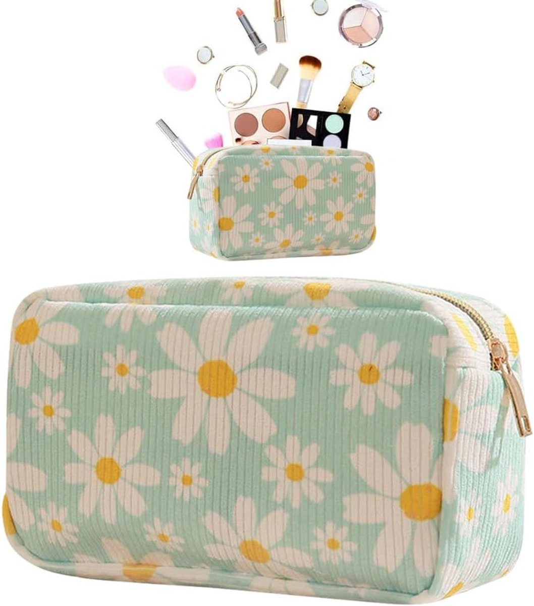 Cosmetic Bag Daisy Makeup Bag Sunflower Makeup Bag Purse Zipper Closure Flowers Cosmetic Bag Toiletry Bag Travel - ShopVlot
