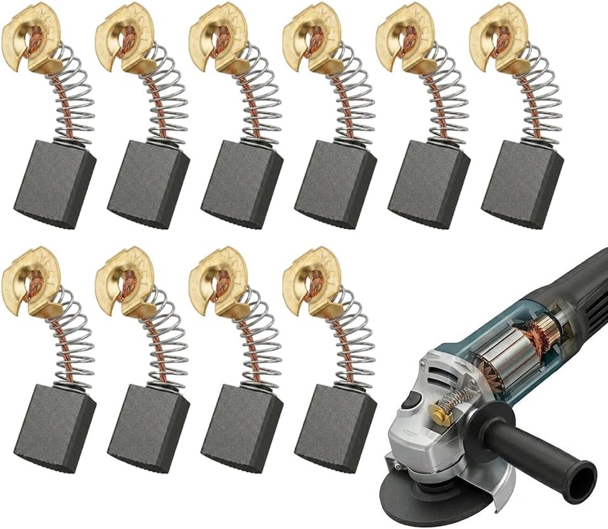 10 stuks koolborstels, #153, 13,5 mm x 6,5 mm x 18 mm, vervanging voor elektrische motor, koolborstel van grafiet met - ShopVlot