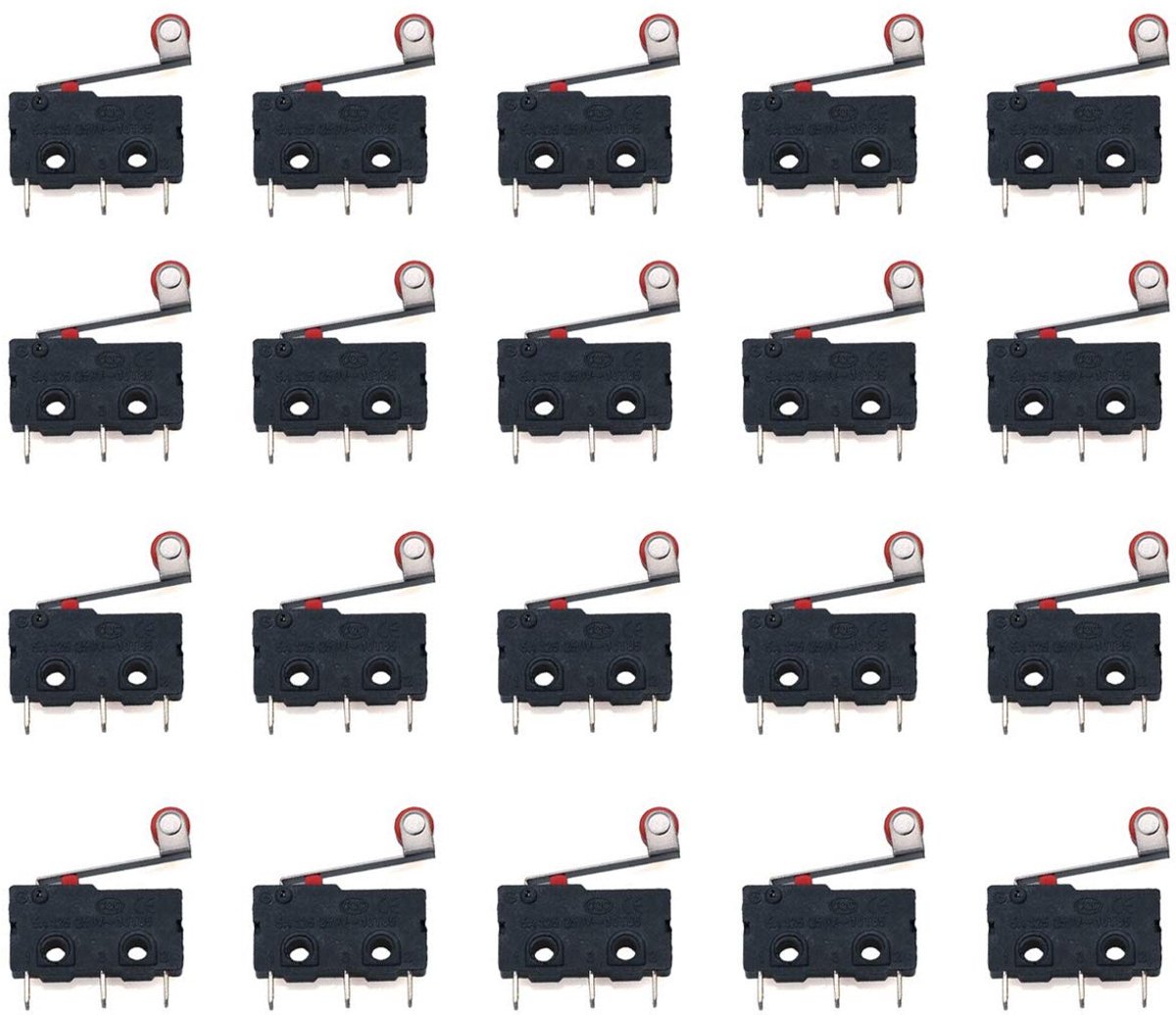 20PACK Micro Switch Roller Lever Arm 3Pin AC 5A 125250V SPDT 1NO 1NC Momentary PCB Terminals Close/Open Switch - ShopVlot