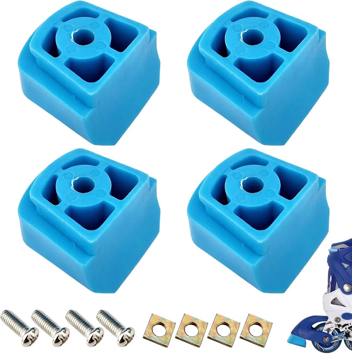 Inlineskates remblokken, 4 stuks, remmen voor inline skates, blauwe remstopper met bevestigingsschroeven voor - ShopVlot