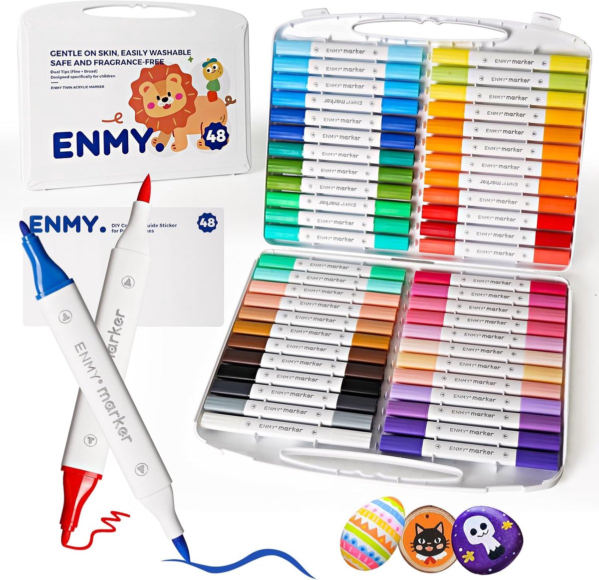 48 kleuren acrylstiften, porseleinstiften, vaatwasmachinebestendig, 48 stuks lichtgevende keramische schilderstiften - ShopVlot