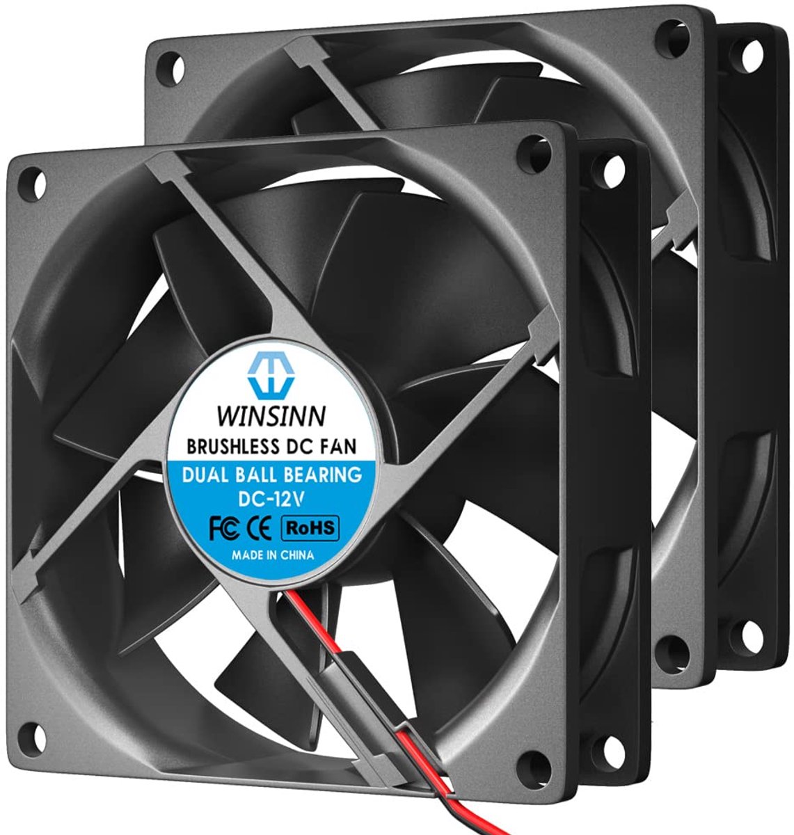 WINSINN DC 80mm 24V 8025 Double Brushless Ball Bearing Fan 80mm x 25mm 2 Pole (2PCS) - ShopVlot