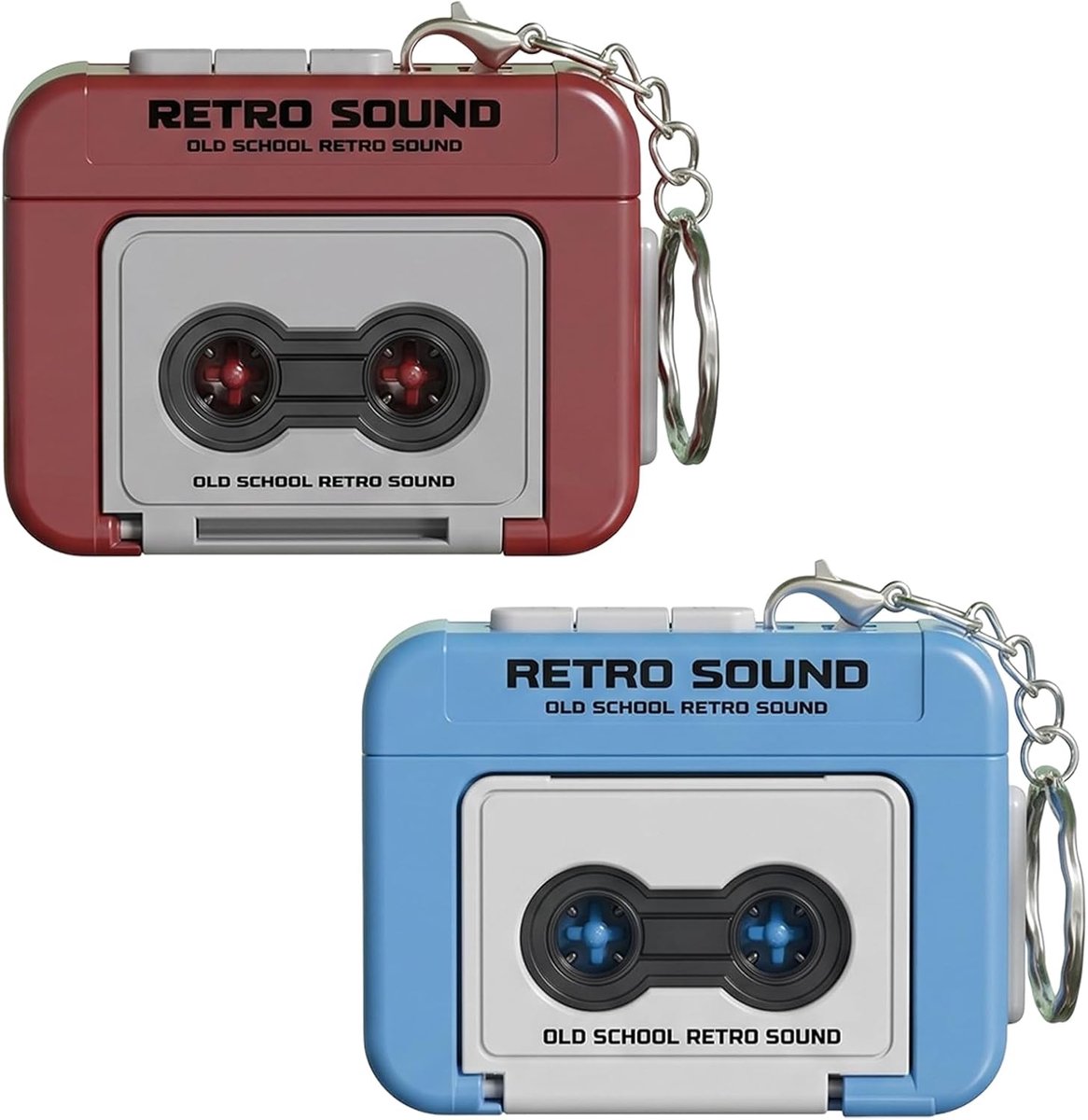 Set van 2 retro cassette-recorder sleutelhangers, vintage stijl, accessoires voor rugzak en telefoon, creatieve - ShopVlot