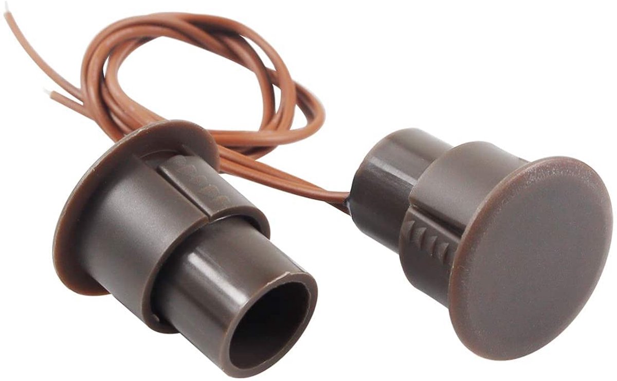 GUUZI 5pcs RC-36 Recessed NC Security Alarm Door Window Contact Sensor Magnetic Reed Switch for Iron Gate (Brown) - ShopVlot