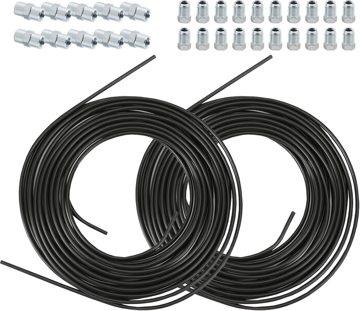 2pcs 5m black brake line set with 20 screw connections + 10 connectors for flange F assortment for flange F for car - ShopVlot
