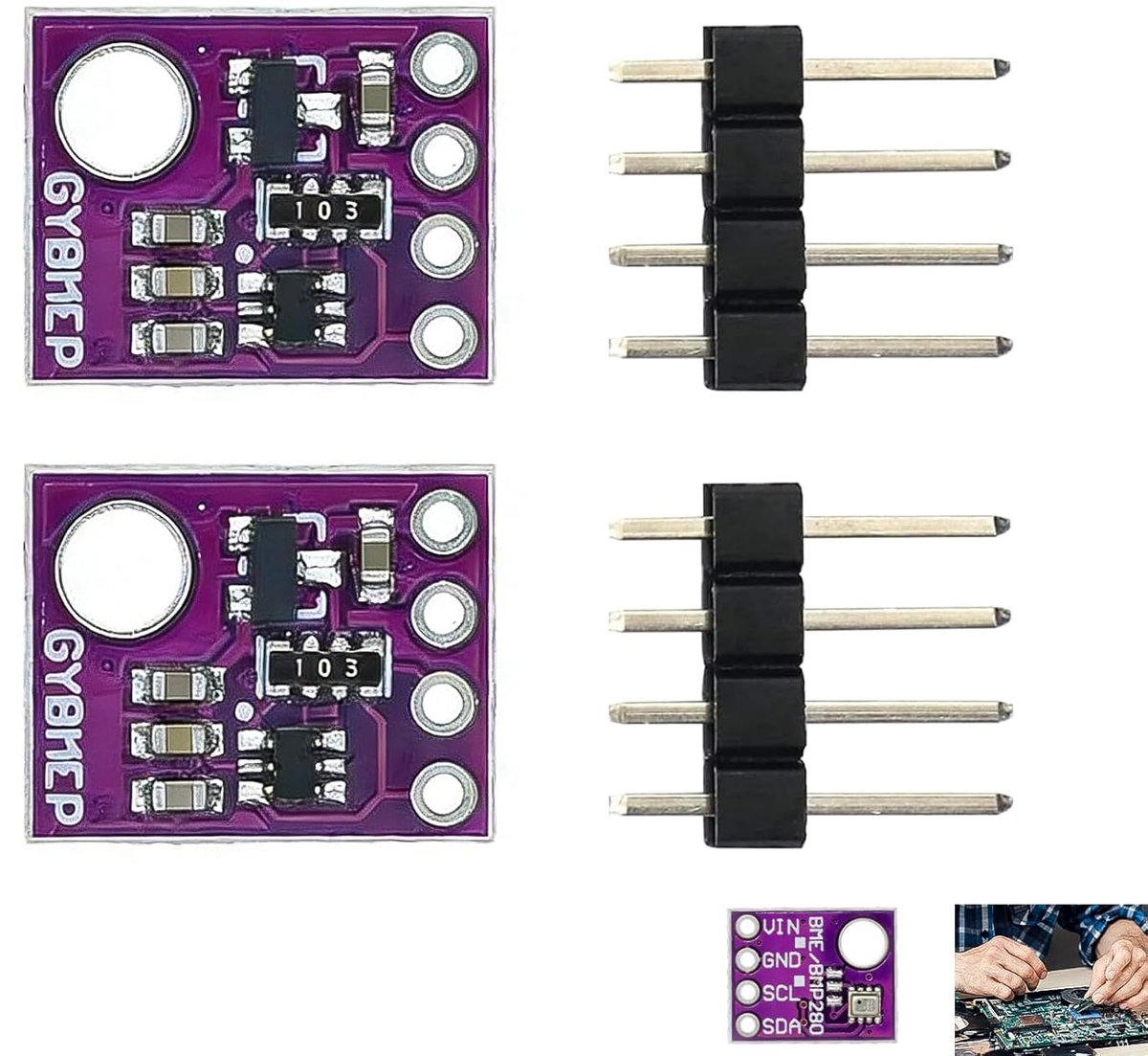 2Pcs BME280 Sensor, BME280 Sensor Module I2C/SPI 5V, Temperature Humidity Pressure Sensor, Accurate and Low - ShopVlot