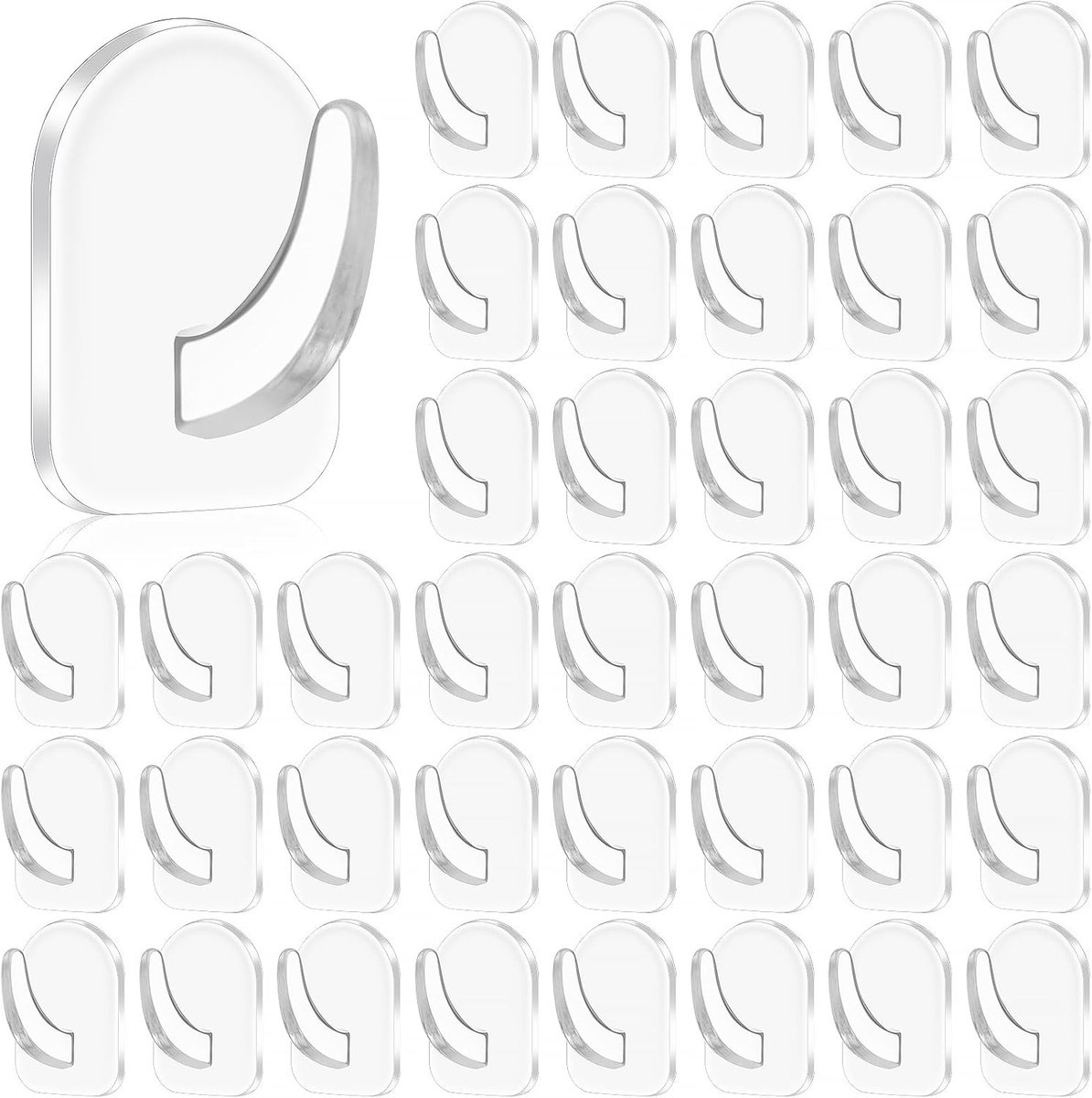 Pack of 40 Adhesive Hooks Transparent Extra Strong Small Adhesive Hooks with Adhesive Backing Transparent Adhesive - ShopVlot