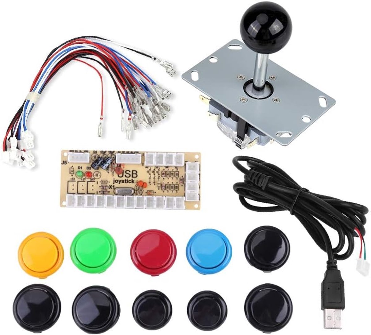 Arcade Game DIY Kit - Zero Delay USB Encoder - Joystick + 10 Knoppen - Bouw je eigen arcade machine - ShopVlot