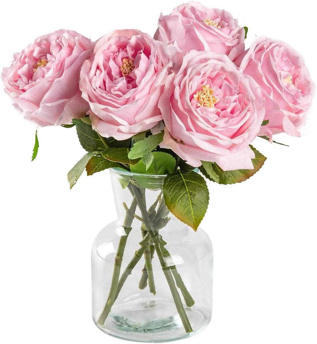 Silk rozen 5 stuks - roze - real touch - perfect voor bruiloften en decoratie - ShopVlot