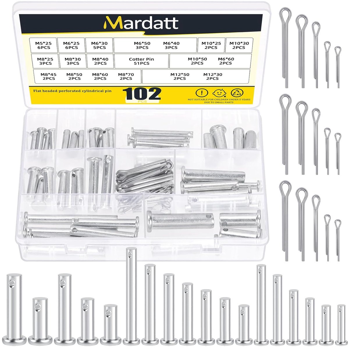 Enkele gaten vorkbouten set 51-delig - verzinkt staal - inclusief splints - veelzijdige maatkeuze - ShopVlot