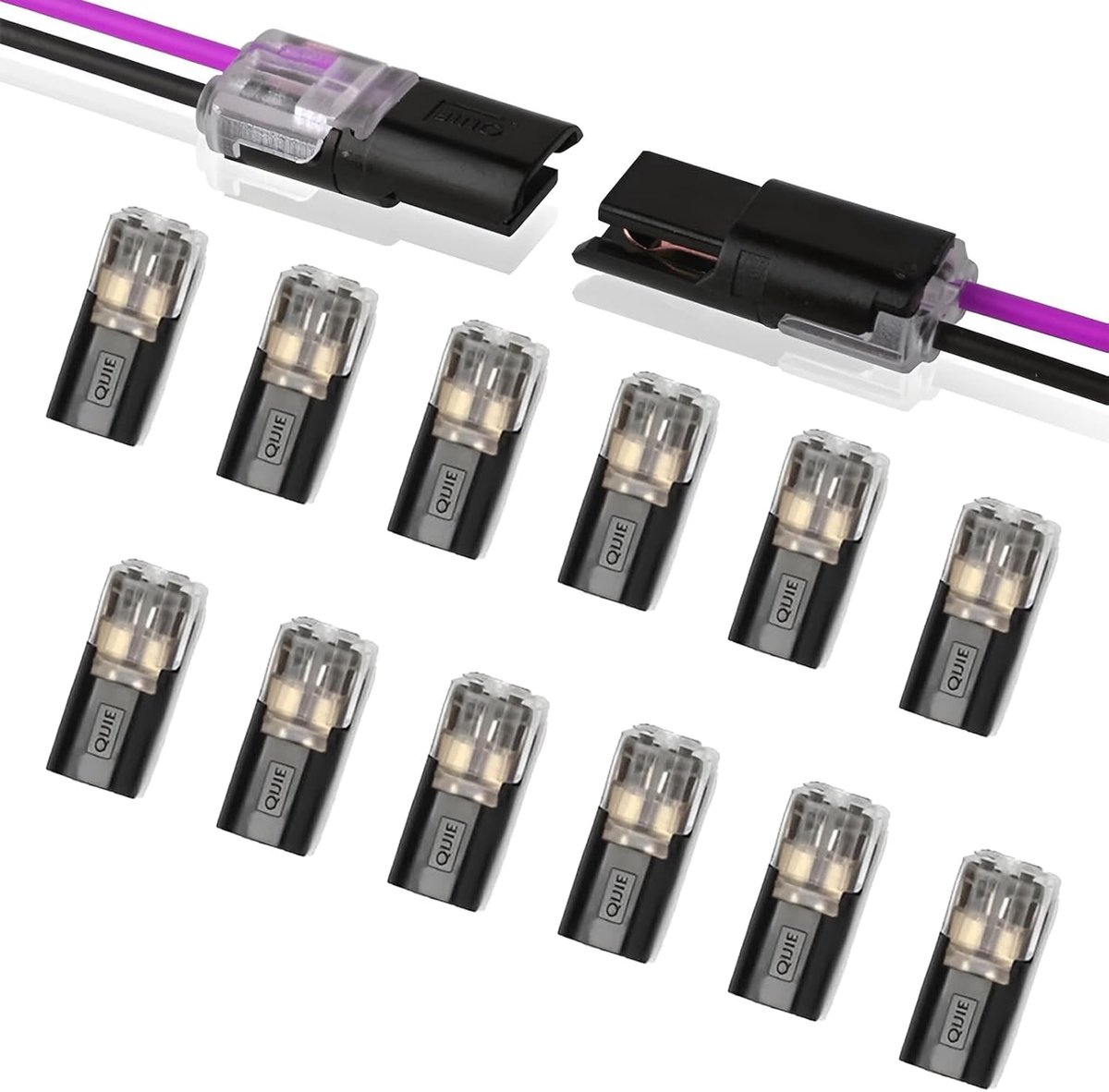 2-pins kabelconnector - pack van 12 - snelkoppeling - voor 18-22 AWG kabels - ShopVlot