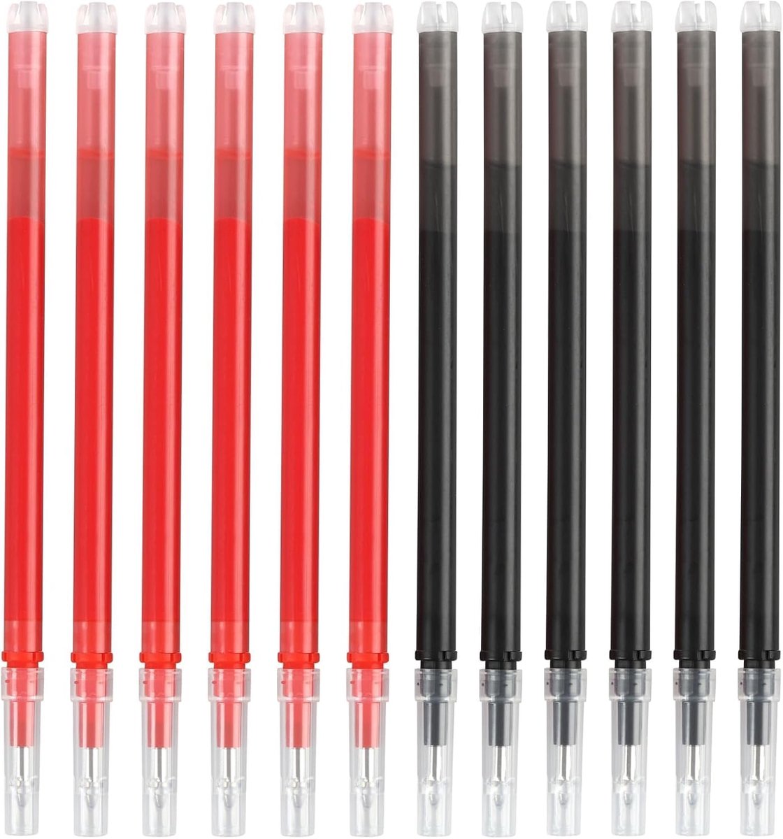 Uitwisbare pennen 0,5 mm - warmtegevoelige inkt - 12 stuks zwart en rood - ideaal voor studenten - ShopVlot
