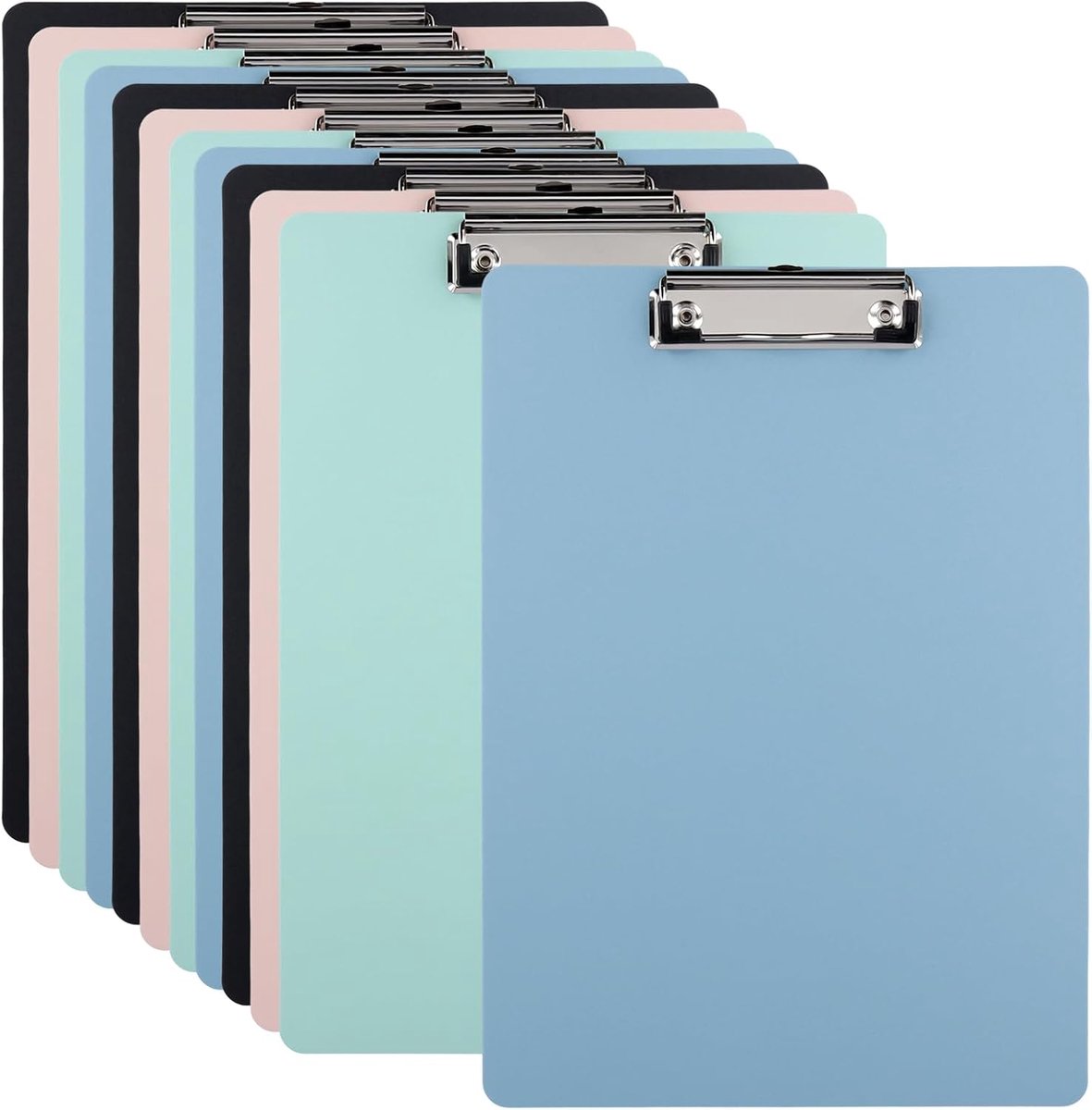Klemborden A4 set van 12 - plastic met clip - 4 kleuren - ideaal voor kantoor en conferenties - ShopVlot