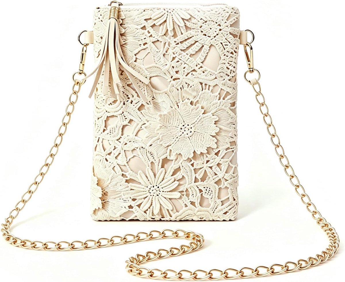 Schoudertas dames - kleine tas van wilgen - bloemenpatroon - perfect voor festivals - ShopVlot