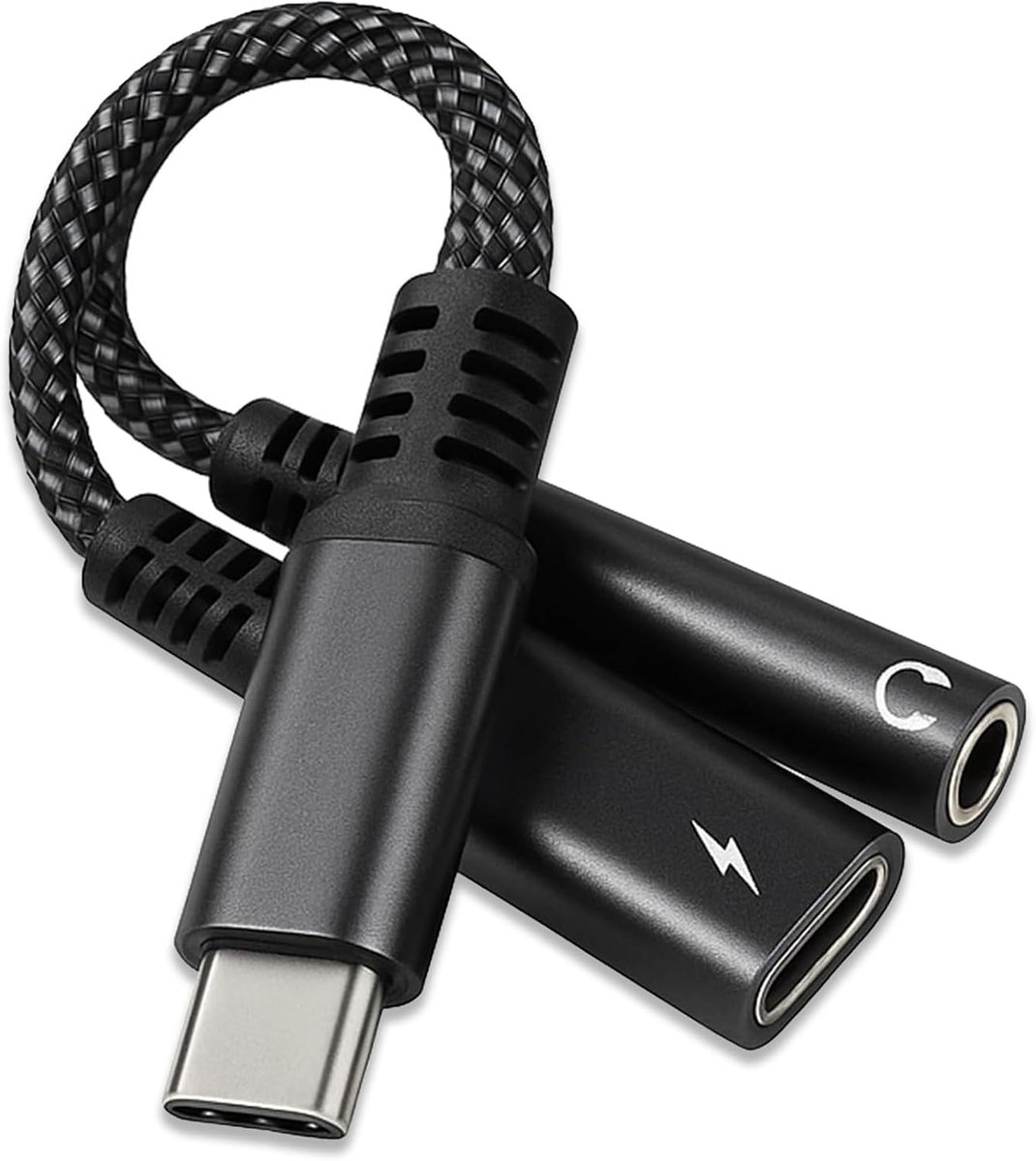 USB C naar jack adapter met opladen - 3.5mm audio plug - compact en gebruiksvriendelijk - ideaal voor onderweg - ShopVlot