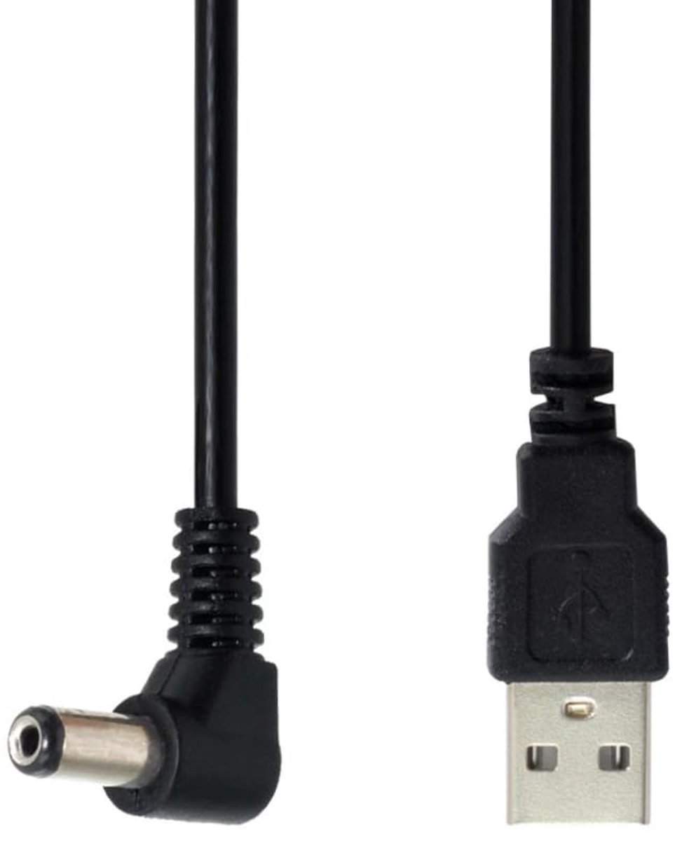USB 2.0 Type A Plug 90 Graad - 5.5 x 2.1 mm DC - 80 cm Opladingskabel - Ideaal voor ruimtebesparend gebruik - ShopVlot