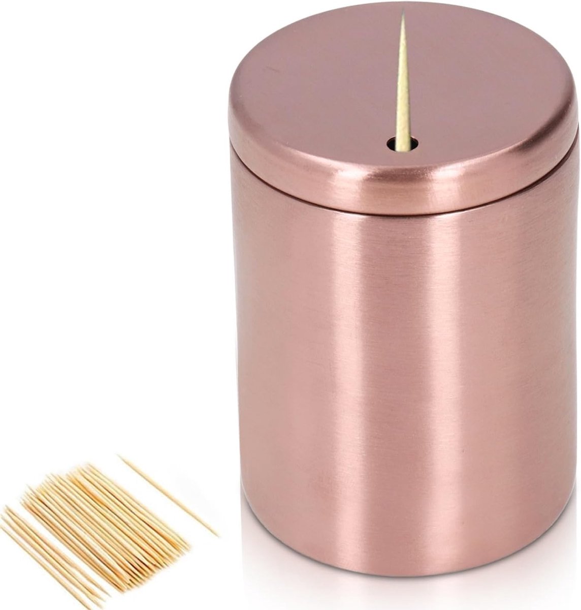 RVS Tandenstoker Dispenser en Houder - Praktische Opbergdoos voor Tandenstokers, Organizer voor Thuis en Gezinnen in Rose Goud